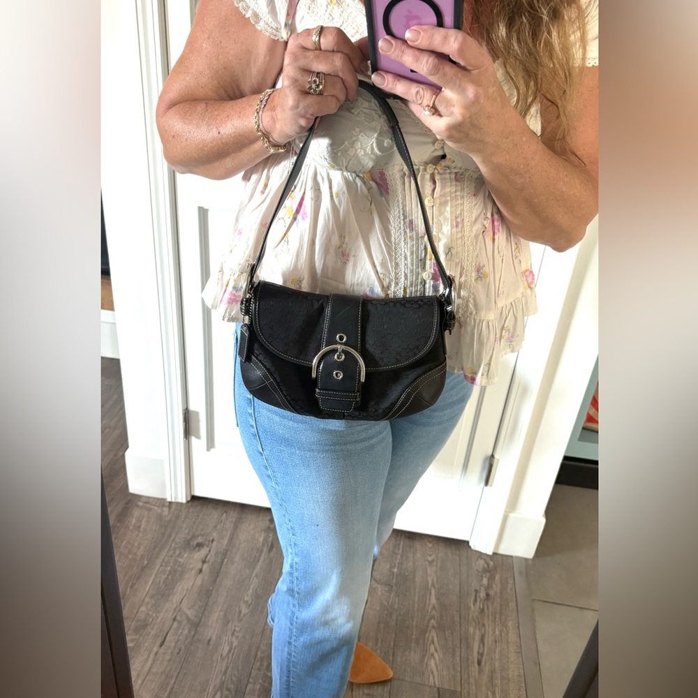 Y2K Coach 6818 Soho Demi Small C Black Leather & Jacquard Signature Shoulder Bag - Picture 4 of 16